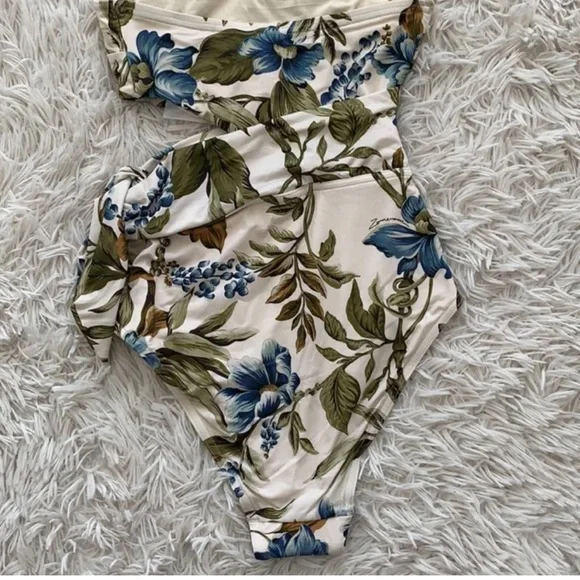 NWT Zimmerman Aliane scarf tie floral bandeau one piece swimsuit, sz 0 - Picture 2 of 6